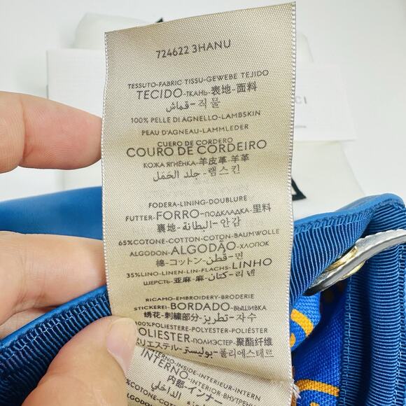 NWT Gucci x Adidas Blue Leather Logo Baseball Cap Hat L 58cm Removable Strap - Picture 11 of 12